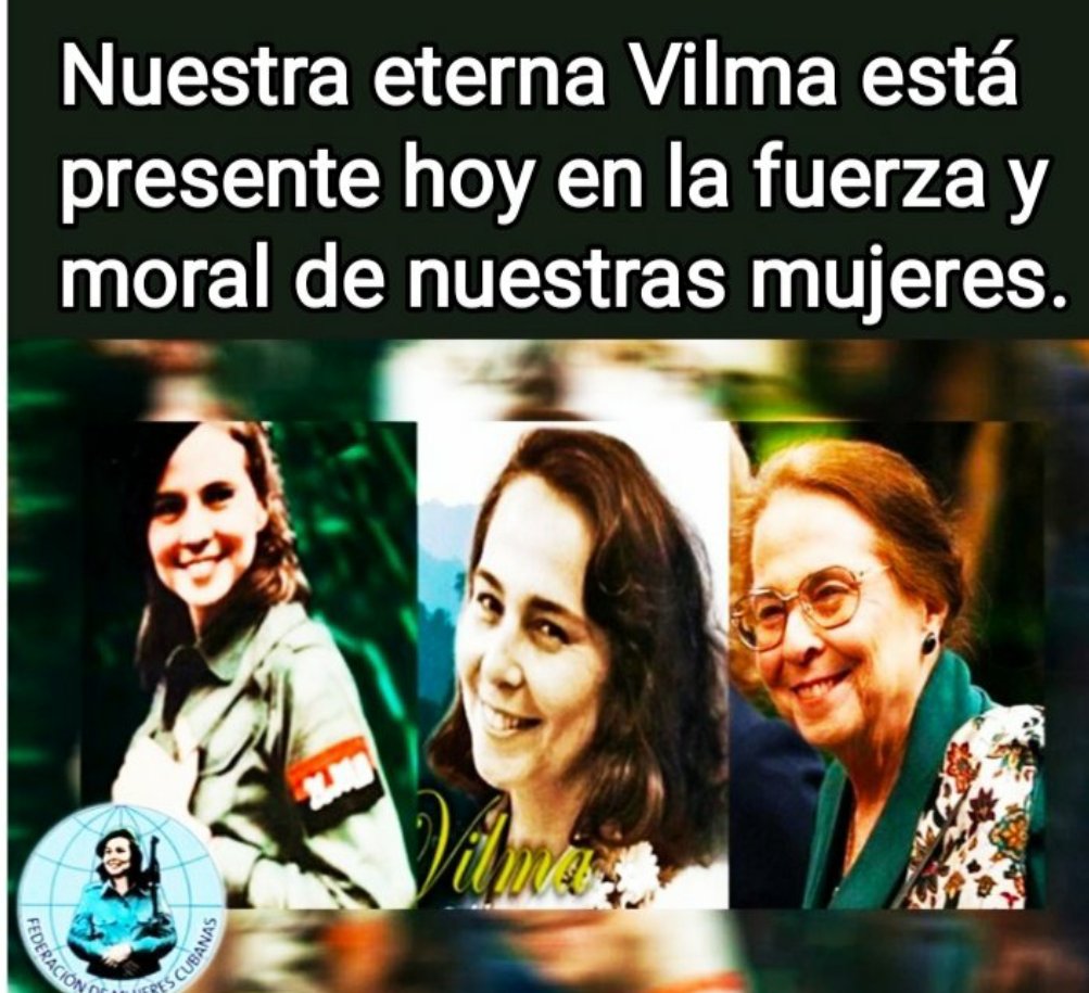El ejemplo de Vilma Espin, acompaña a las federadas en la Venezuela de Bolibar,Chávez y Maduro . #MujeresEnRevolucion #CubaPorLaPaz #CubaPorLaVida @FMC_Cuba @CubaCoopera @cubacooperaven @AdanVillavicen5 @altunaga_perez @MINSAPCuba