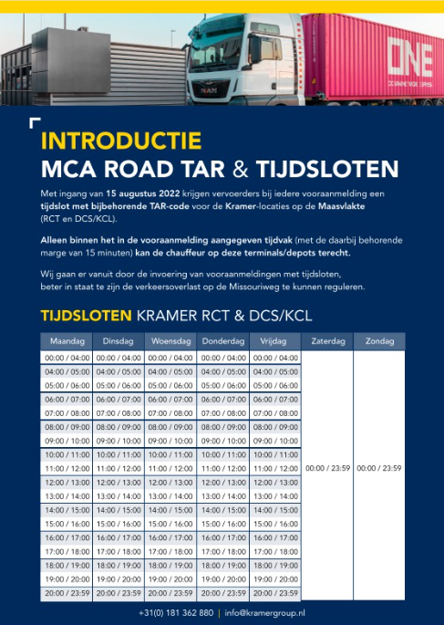 softpaknl's tweet photo. Bij container terminal @KramerGroupRTM kunnen vervoerders bij een voormelding een tijdslot met bijbehorende TAR-code voor de locaties op de Maasvlakte (RCT en DCS/KCL) reserveren. Gerealiseerd via @Portbase MCA Road en @softpaknl Proterm software. https://t.co/OMWc8I5w5A