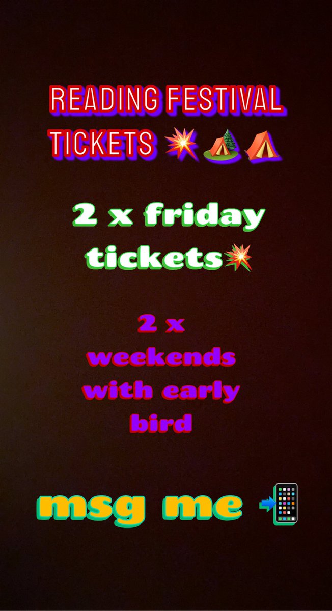 shad991's tweet photo. reading festival fridays and weekends  for sale 💥⛺️🏕 dm me #readingfestival #readingfestivaltickets https://t.co/W1kwLJLNzO