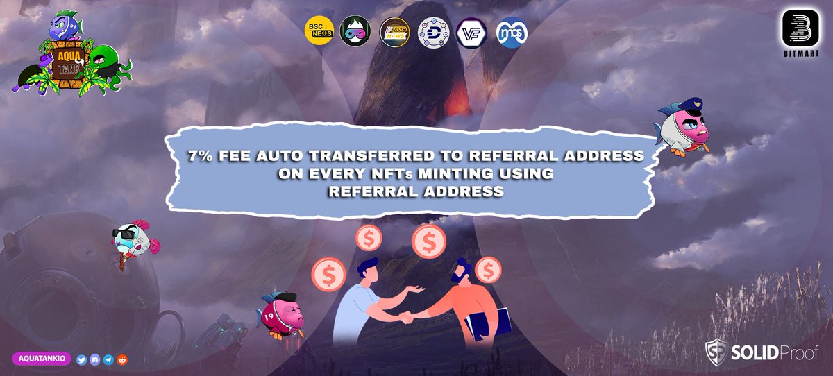 Aquatankio's tweet image. Based on community feedback PET NFTs Minting Price Reduced as following:

💰Fish: 30,000,000
💰Turtle: 23,333,333
💰Octopus: 16,666,666

Create your referral link share with others and get 7% reward on minting any PET NFTs

mint.aquatank.io/?ref=0x3F876A8…

#Aquatank #AQUA #BSC #Staking