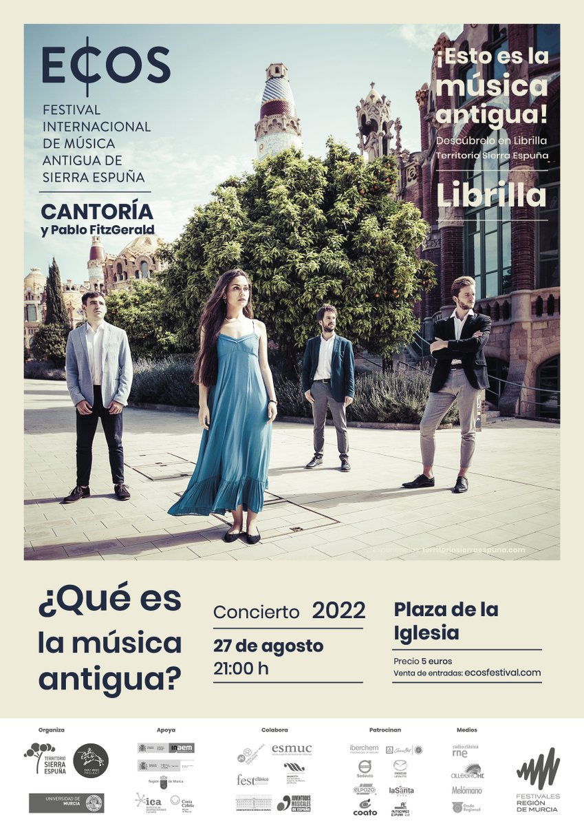 📿 Celebramos esta 6º edición llenando de música antigua enclaves increíbles de Sierra Espuña. 

En #Librilla hemos elegido la plaza de la Iglesia de San Bartolomé, de estilo barroco. 

❗️Todas las entradas aquí: eventbrite.com/o/ecos-festiva…