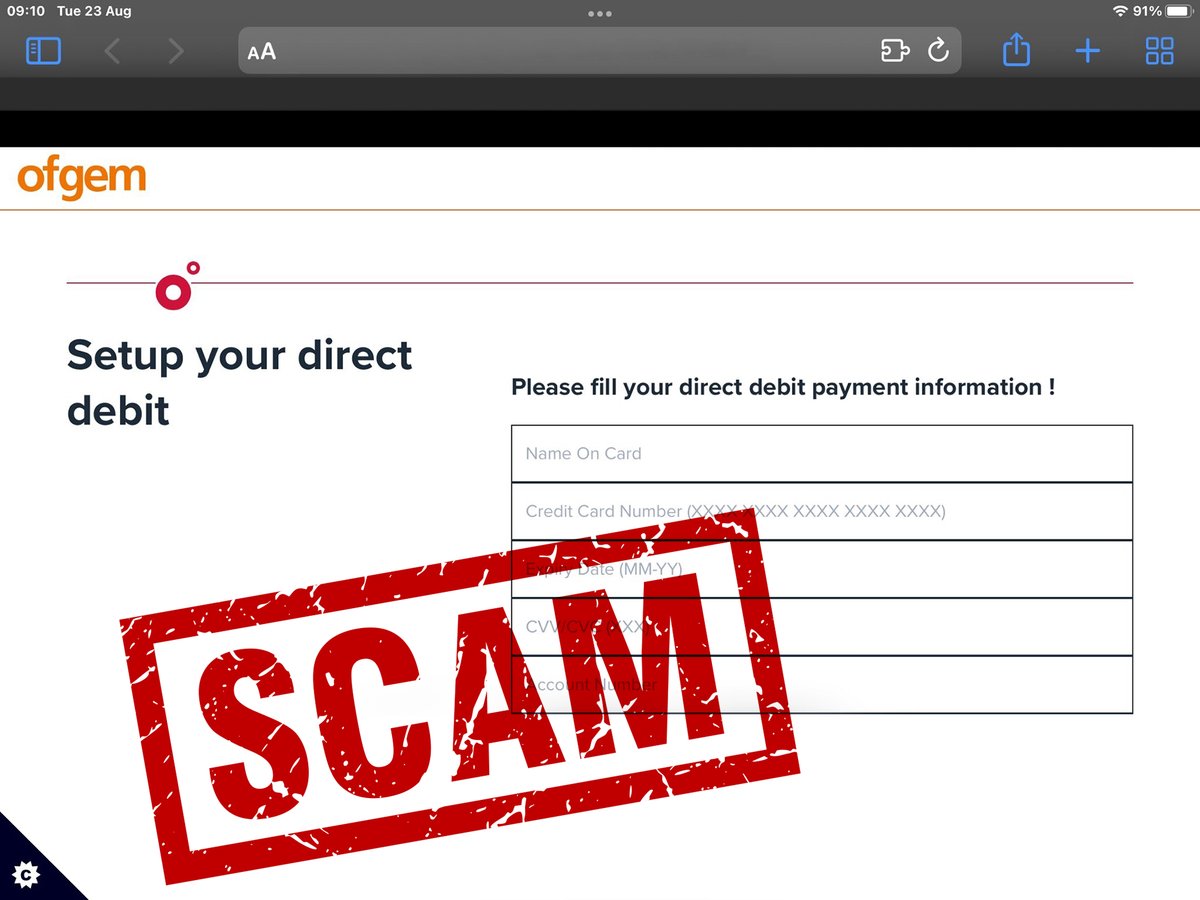 ⚠️There's reports thieves are emailing consumers saying they're from Ofgem &amp; asking for direct debit details to refund the winter energy repayment

THIS IS A SCAM

Check links &amp; be #ScamAware

What to do you if you've received a suspicious email ➡️ow.ly/pxFL50Kq1Hx
