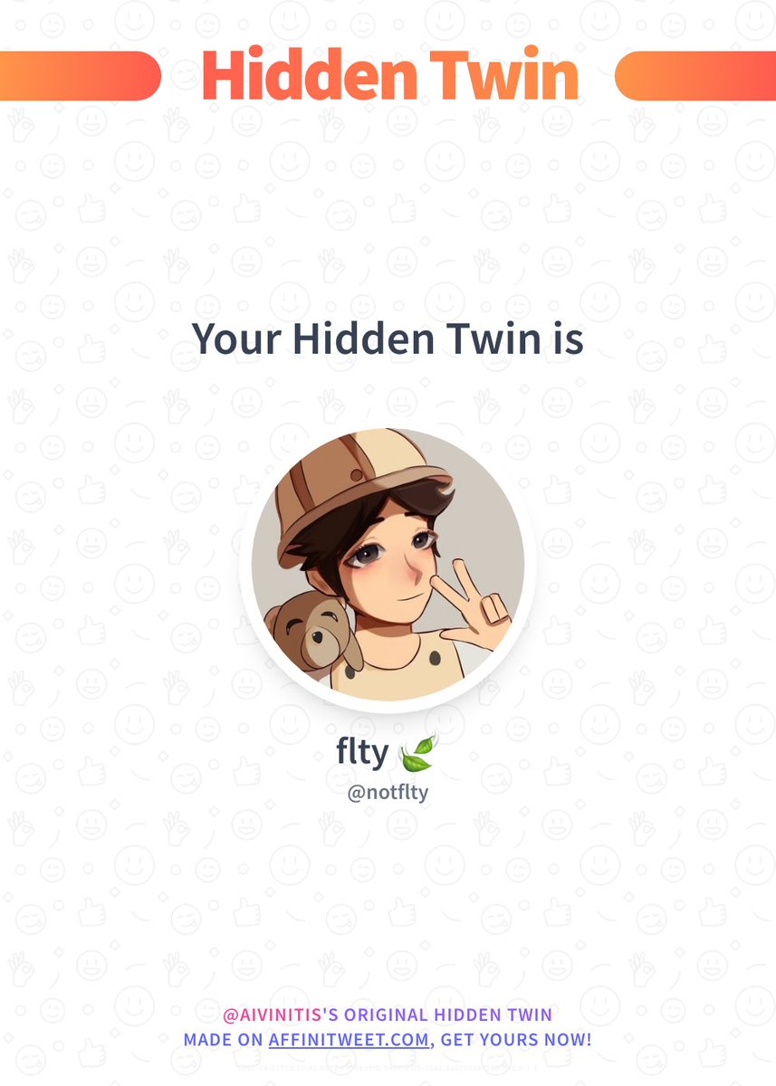 ✨ Hidden Twin 

notflty is my hidden twin 😱
Find out who is yours!

➡️ affinitweet.com/hidden-twin