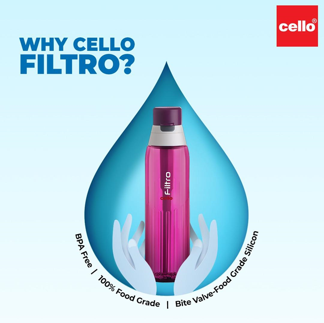 cello_world's tweet photo. Introducing Cello Filtro, the premium filter water bottle that’s BPA Free, 100% food grade, bite valve-food grade silicon spout.
Visit https://t.co/QRWt9BWcdW to know more.
#CelloFiltro #CelloFiltro #launch #filtro #Trending #Cello #Celloworld #filterwater https://t.co/xUD1BxUJiy