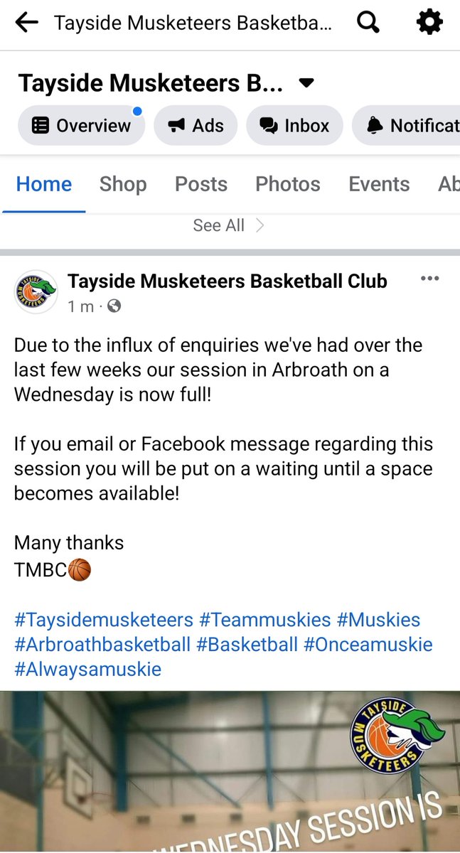 Taysidemuskies's tweet photo. OUR ARBROATH WEDNESDAY SESSION IS FULL!
#Taysidemusketeers #Teammuskies #Muskies #Arbroathbasketball #Basketball #Onceamuskie #Alwaysamuskie https://t.co/VHmgf0zuRl