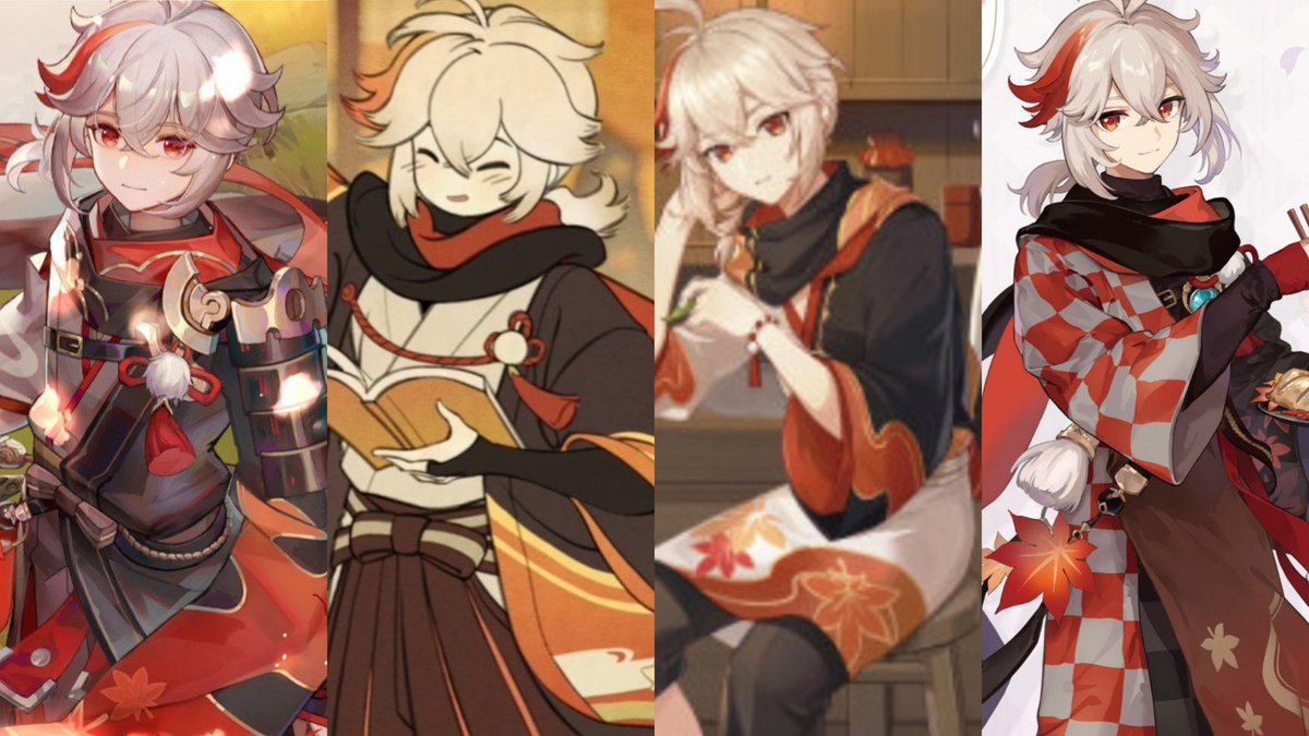 hourkazuha's tweet photo. kazuha and the four variations of his outfit that we got so far 🫶 https://t.co/Faky8bJ1p8