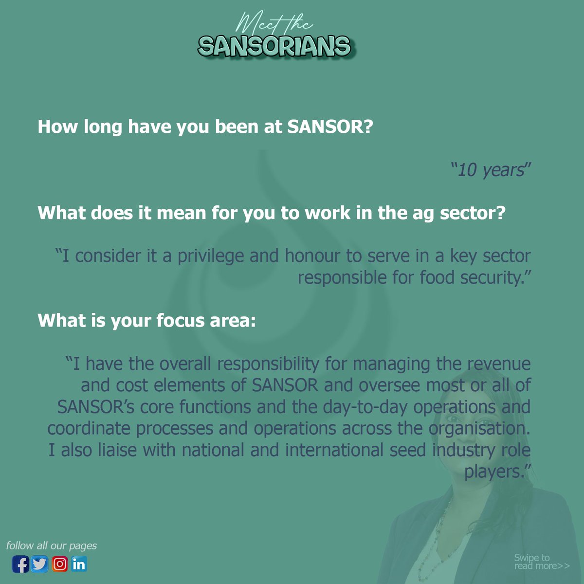 SeedSANSOR's tweet image. Today on MEET THE SANSORians
You get to meet Lukeshni Chetty General Manager of #SANSOR

👇👇View post to read more👇👇

#women #9thAug #womanday #womeninpower #womensday #womeninpower #meetthesansorian #WomensMonth