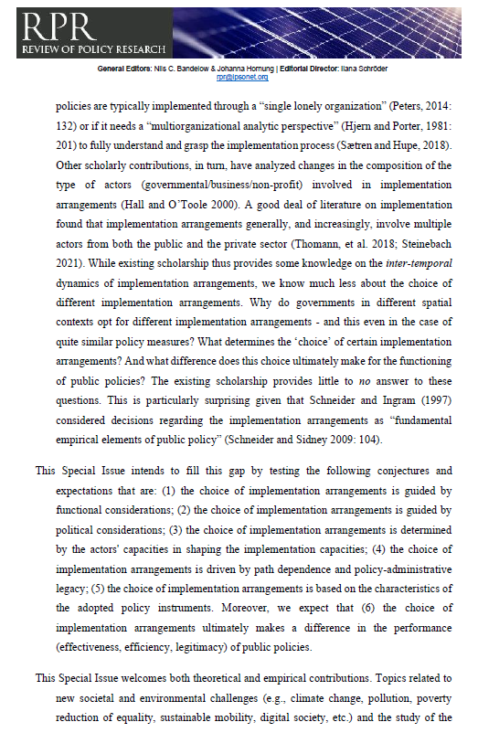 MattiaCasula1's tweet photo. Call for Paper for a Special Issue on "Implementation Arrangements in the Era of Grand Challenges"! 
Excited to announce this upcoming SI that will be guest-edited by Yves Steinebach and me on "Review of Policy Research". 
@RPR_Journal @regstud @_IPPA_ @ECPR @sisp__ @SG_SRPL https://t.co/QuZVBqa0b6