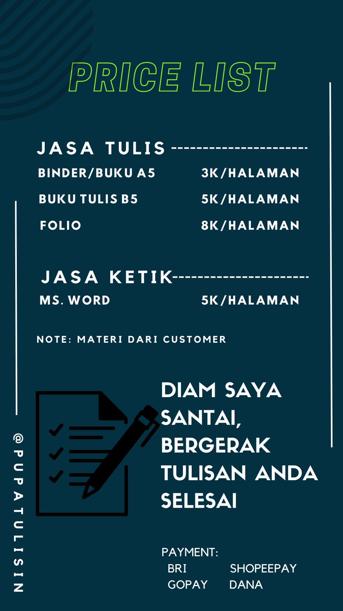 PupaTulisin's tweet photo. Guys open yaa!!

#jokitugas #jokitulis #jasatulis #joktug #jasaketik #jastik #joktul #jastul #zonauang️ #jasamerangkum https://t.co/tT0oBZ0Vcy
