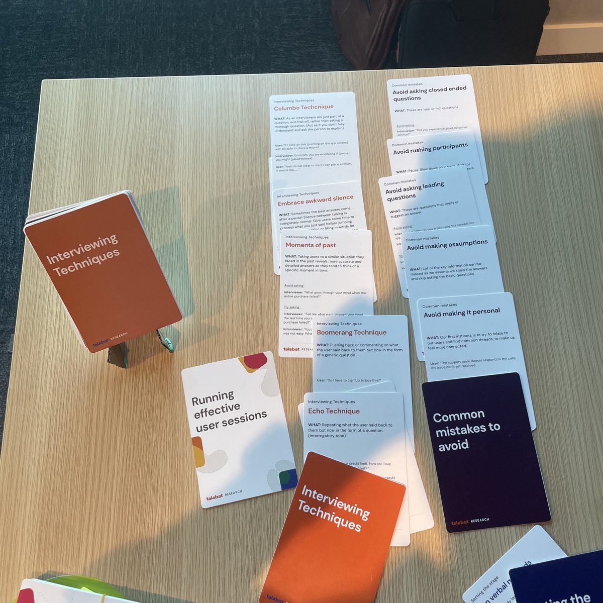 yiweiang's tweet photo. Everyone in our product and tech teams are expected to speak with customers - so that we learn and validate assumptions before we build.

Our Research team made some flashcards for the teams to practice the nuances of customer interviews! Love it.

#productmanagement #uxresearch https://t.co/dzDj4thlnV