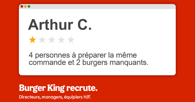 BurgerKingFR's tweet photo. On cherche une cinquième personne pour donner un coup de main.