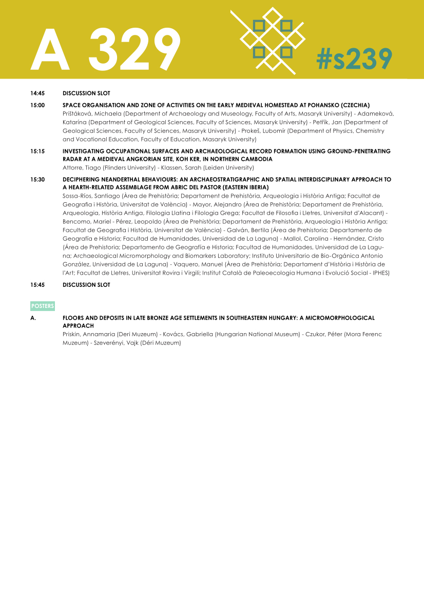 The EAA is coming soon! Don forget to have a look at our session, A look beneath the surface: micro-archaeological and geoarchaeological approaches to study of occupation surfaces. <a href="/archaeologyEAA/">European Association of Archaeologists</a>