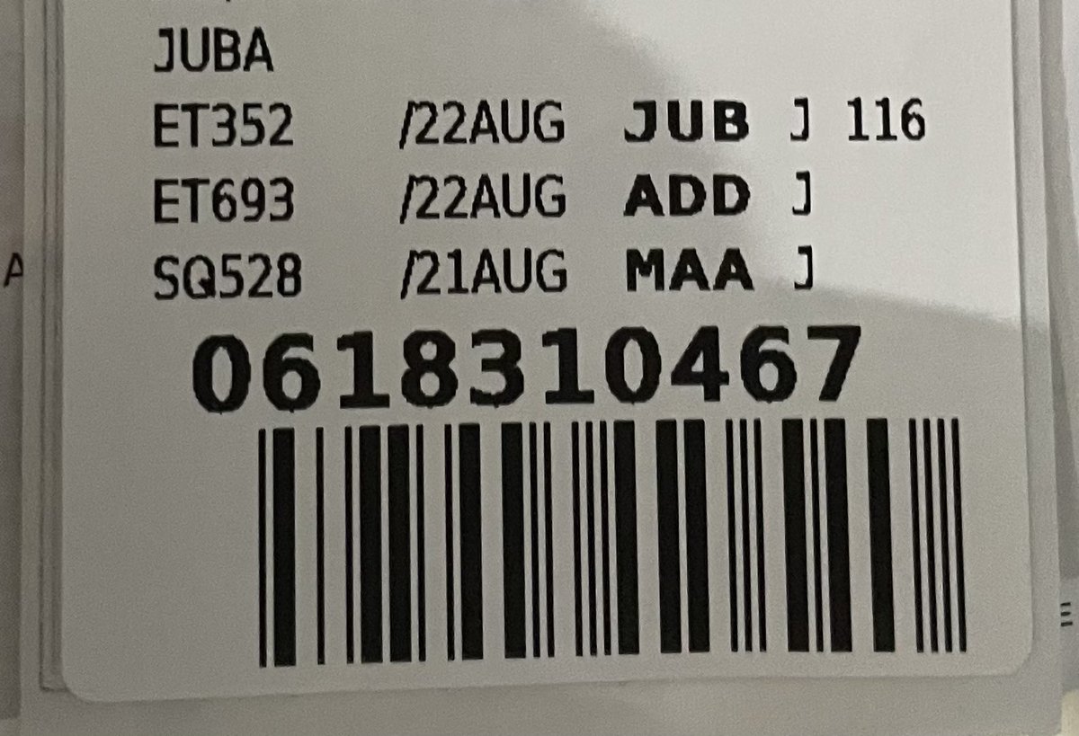 niladnama's tweet photo. So I’ve lost my bag and I’m in South Sudan. No word no news. No PIR. Help please. #ethiopianair #SingaporeAir https://t.co/xn3zAPZ8RA