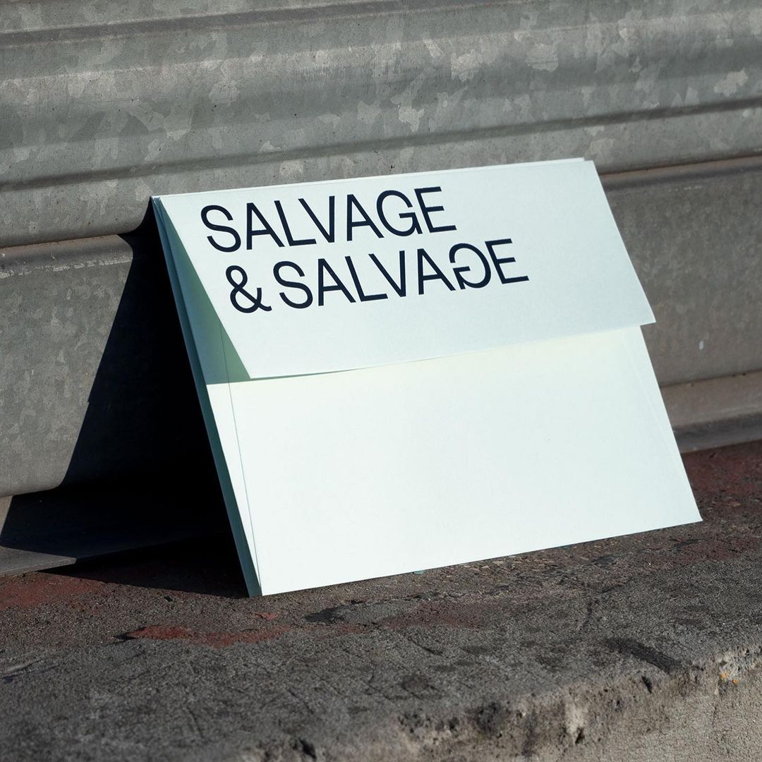 RealtPaperLtd's tweet image. Black hot foil stamp on @colorplanpapers Powder Green, Racing Green, and Cool Grey 350gsm for Salvage &amp;amp; Salvage's graphic identity, designed by @studioplastac and produced by @AtelierBulk. 

#Colorplan #ColorplanColours