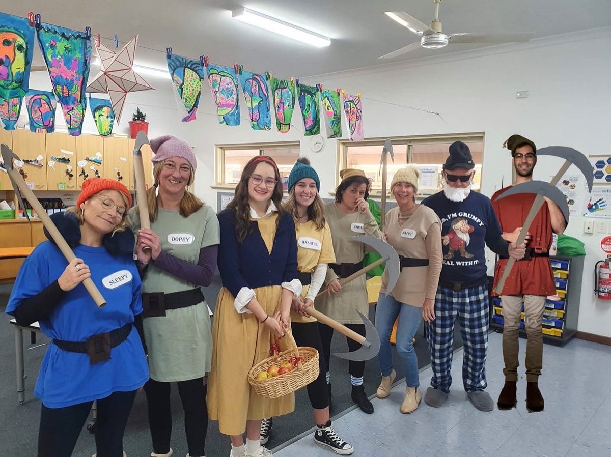 Book Week 2022! What a crew! Snow White and the Seven Dwarfs. We were just missing one dwarf who was unwell today <a href="/ThomasEindorf/">Thomas Eindorf</a> who photo shopped himself into our group pic! <a href="/MsEricaPizzino/">Erica Pizzino</a> <a href="/Shell_Lloyd70/">Michelle Lloyd</a> Fun times <a href="/OurLadyofGrace3/">Our Lady of Grace School-North Beach</a> Dreaming with eyes wide open!