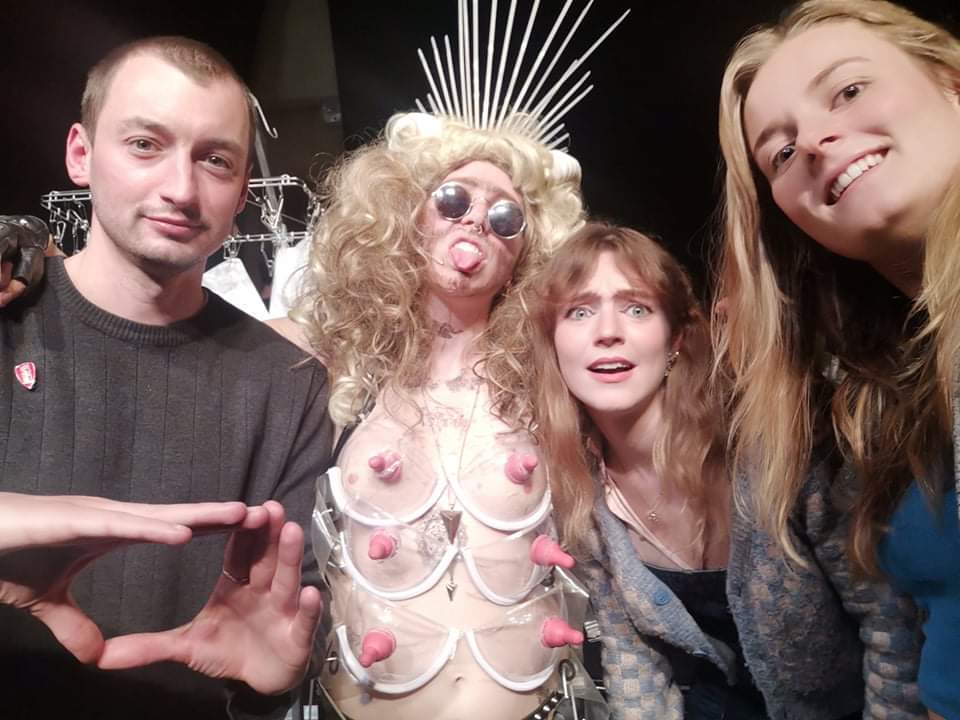 LuceJuiceLuce's tweet photo. Gloriously weird times at @tdbeek 's Ram of God last night. Brb, off to drink a glass of milk and join a cult 🥛🐏 #RamOfGod #Fringe @AssemblyRoxy https://t.co/Sp4zPIlwIl