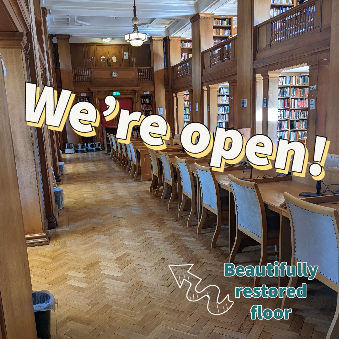 We're re-open as normal, everyday 8am-1am!

The floor refurbishment work has finished so you can access desks, books, computers and printing.

Disclaimer: there may still be a little noise as there is ongoing work to the windows and bathrooms.