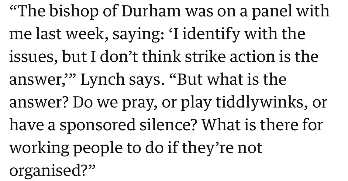 Mick Lynch bodies the most irritating political type in Britain: the ‘virtuous’ person who acknowledges social and economic problems (because they are good and nice) but doesn’t want workers to do anything about them. Fantastic!