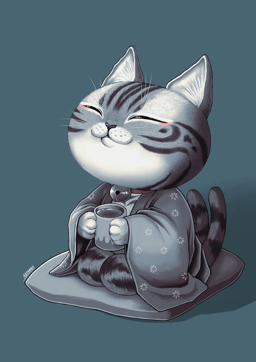 no humans cat cup sitting holding solo simple background  illustration images