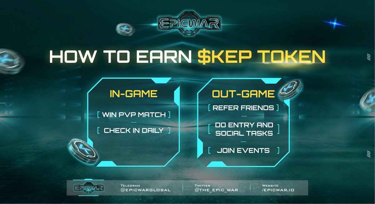 5 WAYS TO EARN $KEP Let's access the portal and the game to earn $KEP Note: Marketplace is ready‼️ Claim and deposit your $KEP RIGHT NOW 🔥: portal.epicwar.io #EpicWar