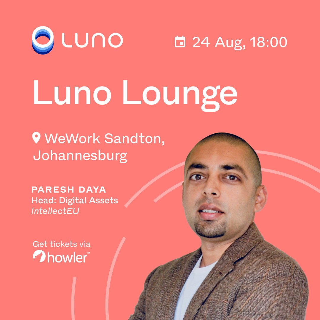 South Africa, there's only 1 day left until our first-ever live Luno lounge. Come join us alongside <a href="/PareshDaya/">Paresh Daya</a> and our panel of industry experts as we dive into all things crypto and more. 

🗓 Wednesday, 24 August.
⏰ 18:00 (SAST)
Get your ticket now: luno.money/2cx