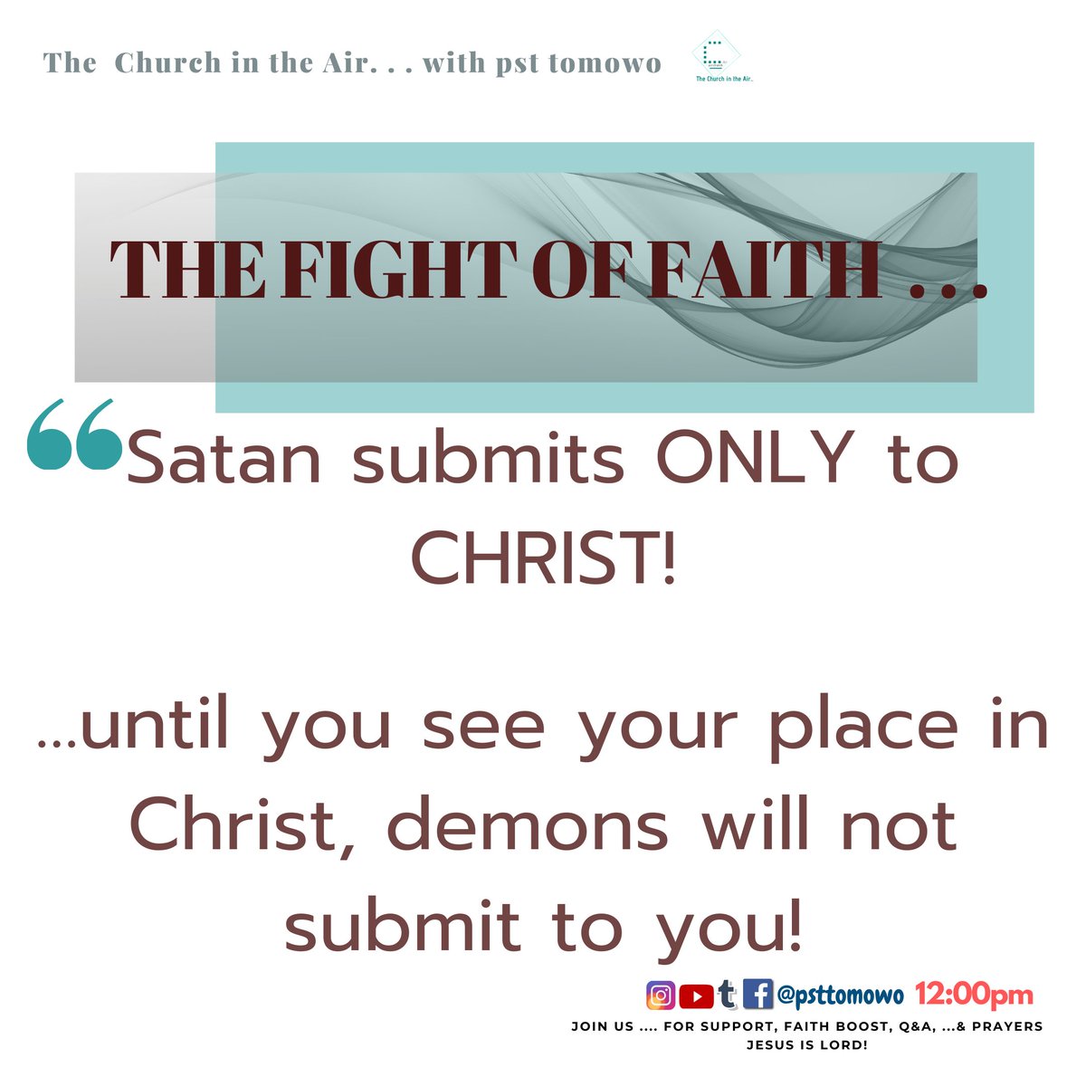 PstTomowo's tweet photo. take a STAND today… REBUKE the demons oppressing your life and destiny… declare bolding…
I REBUKE YOU SATAN in the Name of YESHUA HAMASHIACH, (JESUS CHRIST), Amen
#rebukethedevil https://t.co/A7baj1T24I