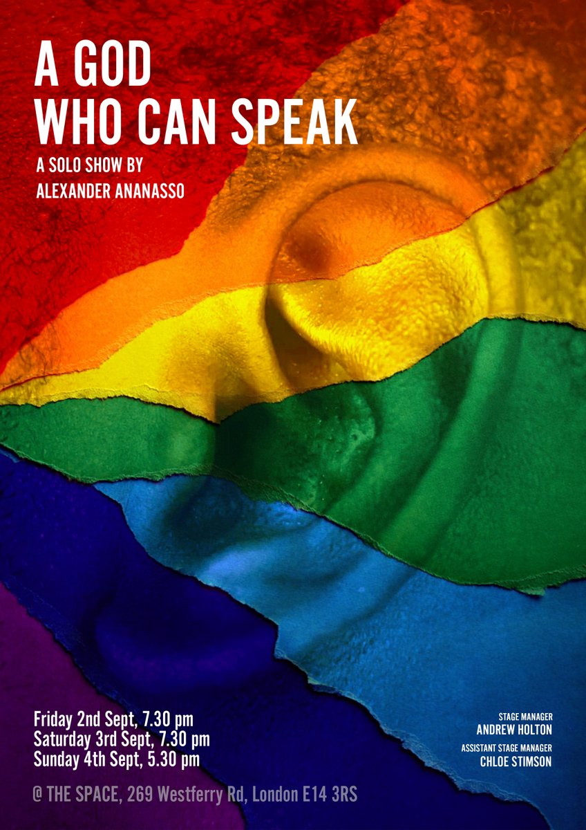 STILL 2 NIGHTS TO GO! I WROTE, I DIRECT, I ACT...

Now to you! BOOK NOW! SEE YOU THERE!

>> alexanderananasso.com/agodwhocanspeak

#queermuslim #lgbtq #Deaf #pride #Fringe #newwriting #soloshow