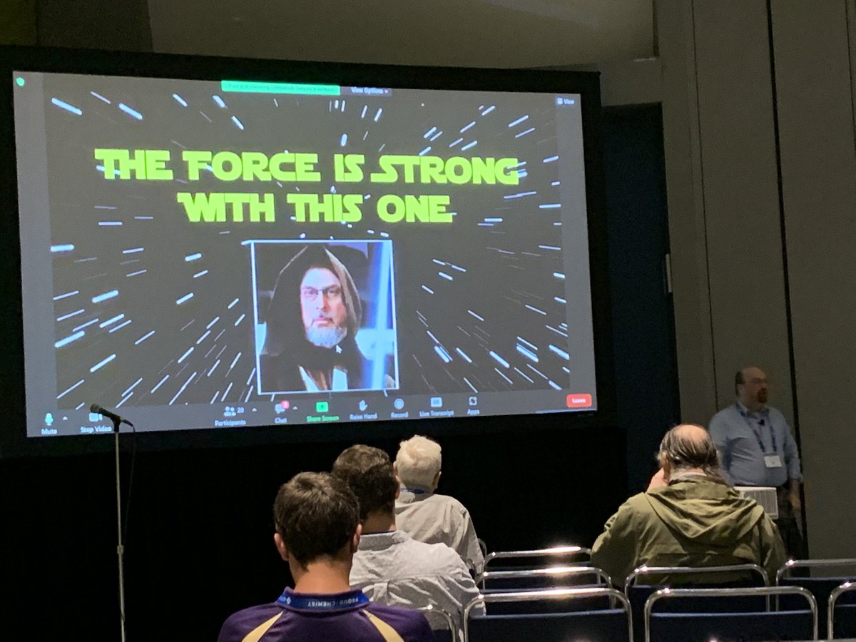 Vinícius Cruzeiro (@vwcruzeiro) on Twitter photo Star Wars themed talk by <a href="/olexandr/">Olexandr Isayev 🇺🇦🇺🇸</a> in the symposium for <a href="/adrian_roitberg/">Adrian Roitberg 🏳️⚧️</a> ! Disturbances in the Force were felt all the way to Tatooine! #CompChem Star Wars themed talk by <a href="/olexandr/">Olexandr Isayev 🇺🇦🇺🇸</a> in the symposium for <a href="/adrian_roitberg/">Adrian Roitberg 🏳️⚧️</a> ! Disturbances in the Force were felt all the way to Tatooine! #CompChem