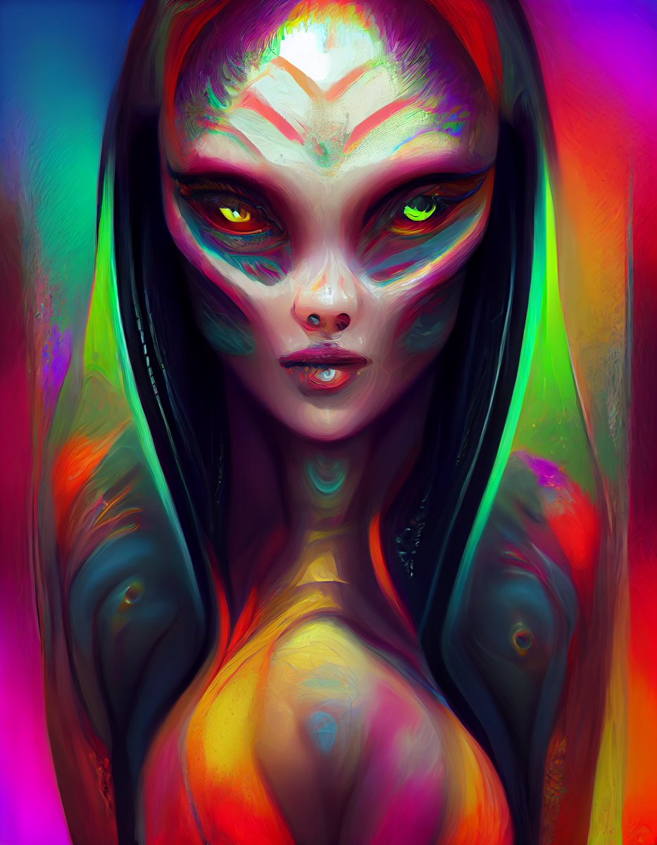 ailuanni's tweet photo. Alien beauty. Generative art.
#trippy #alien #dmtart #midjourney #cryptoart #trippyart #psychedelicart #generativeart #aiart #digitalart #abstractart #digitalpainting #surreal #digitalart #psychedelic #illustration #beauty #zombie #abstractart #darkart #horrorart #xuxoe https://t.co/wkqGxprCCQ