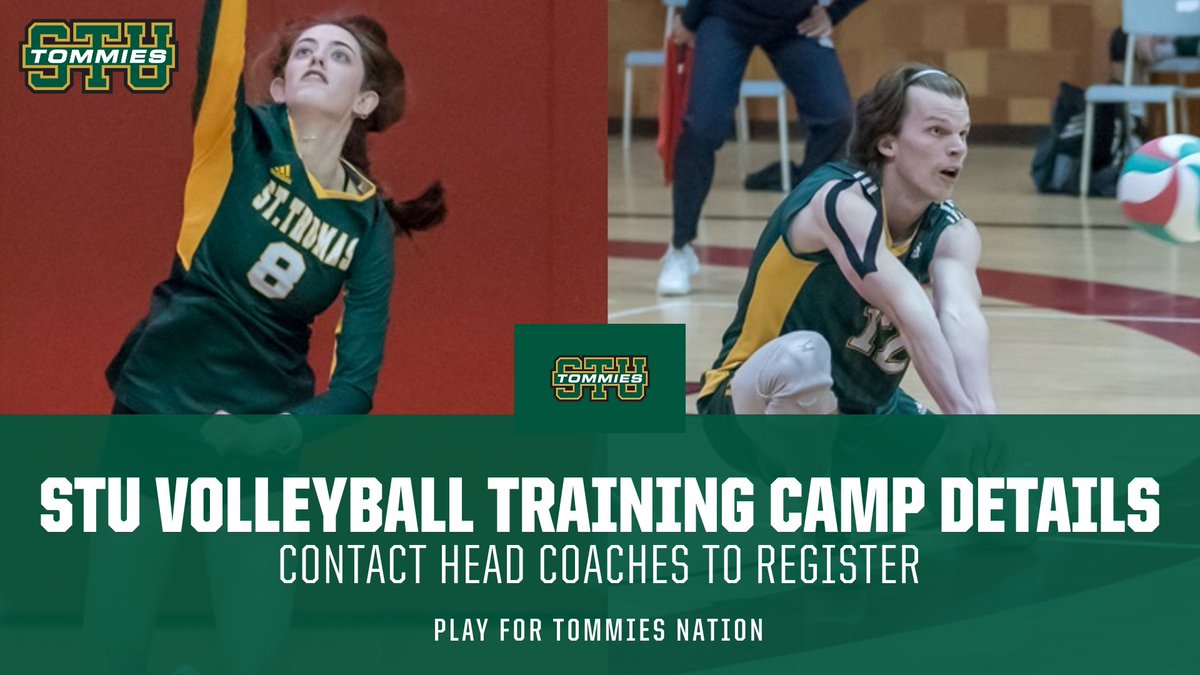 Want to don the Green &amp; Gold for the Tommies Volleyball teams?  

Register for your tryout with our coaches and learn more of what it takes to play STU Volleyball!

Details at gotommies.ca/x/zzdin