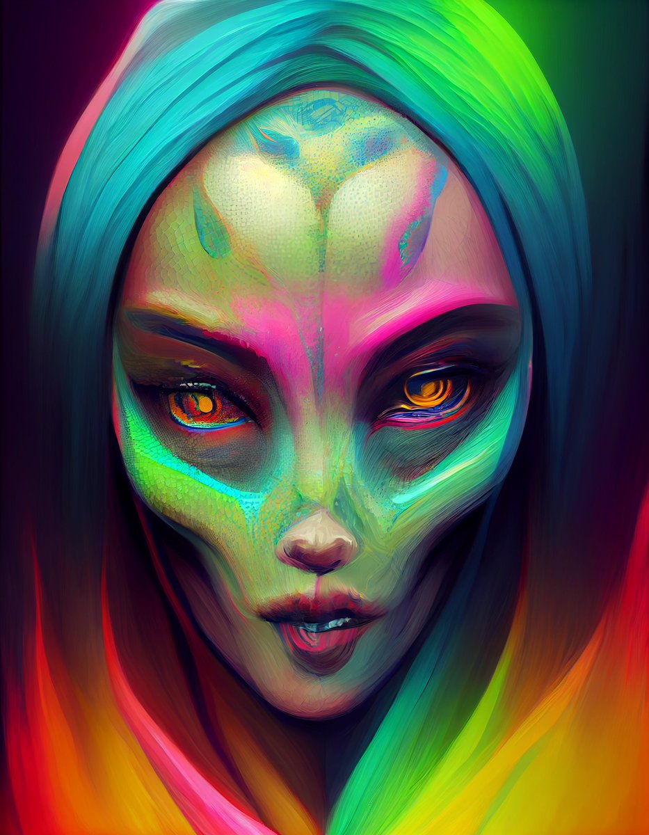 ailuanni's tweet photo. Alien beauty. Generative art.
#trippy #alien #dmtart #midjourney #cryptoart #trippyart #psychedelicart #generativeart #aiart #digitalart #abstractart #digitalpainting #surreal #digitalart #psychedelic #illustration #beauty #zombie #abstractart #darkart #horrorart #xuxoe https://t.co/HvuC1TZqtP