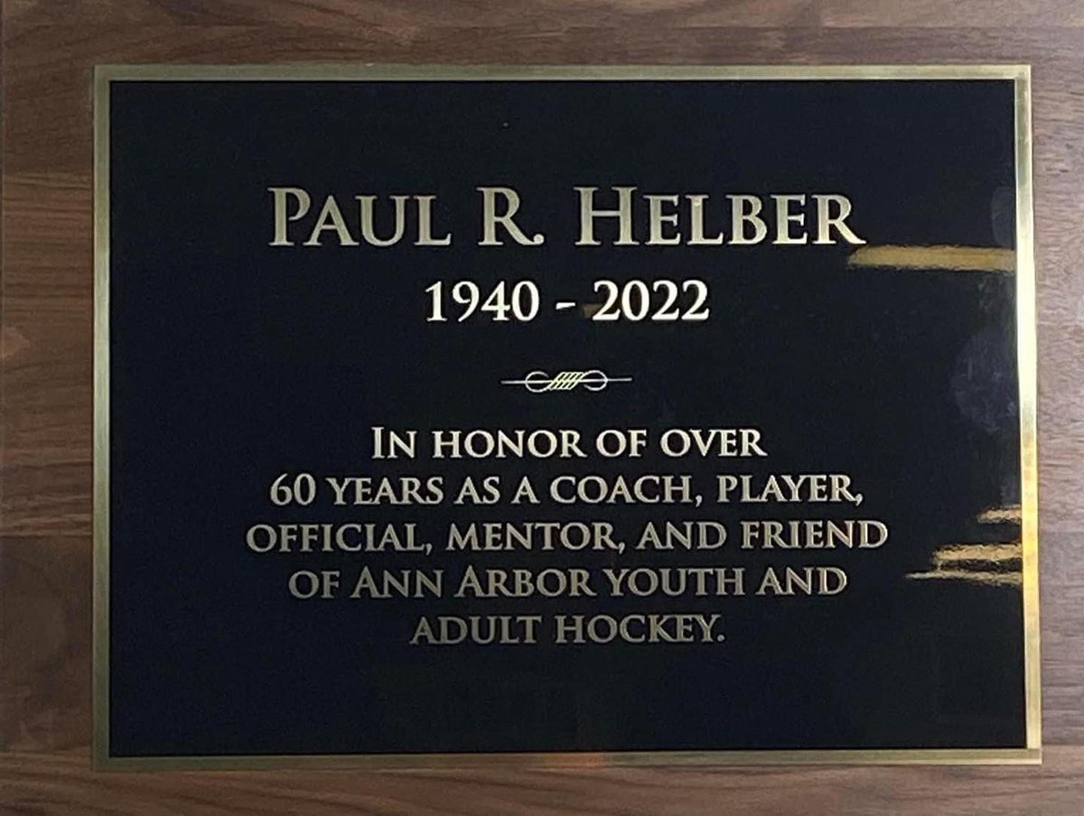 BiggbyIceA2's tweet photo. The late Paul Helber touched very many friends here at #a2ice3 & through the greater AA hockey community over many years. Along w the Helber family, it’s w great pleasure to share the PAUL R. HELBER STADIUM RINK. https://t.co/ERNZvqcT7q