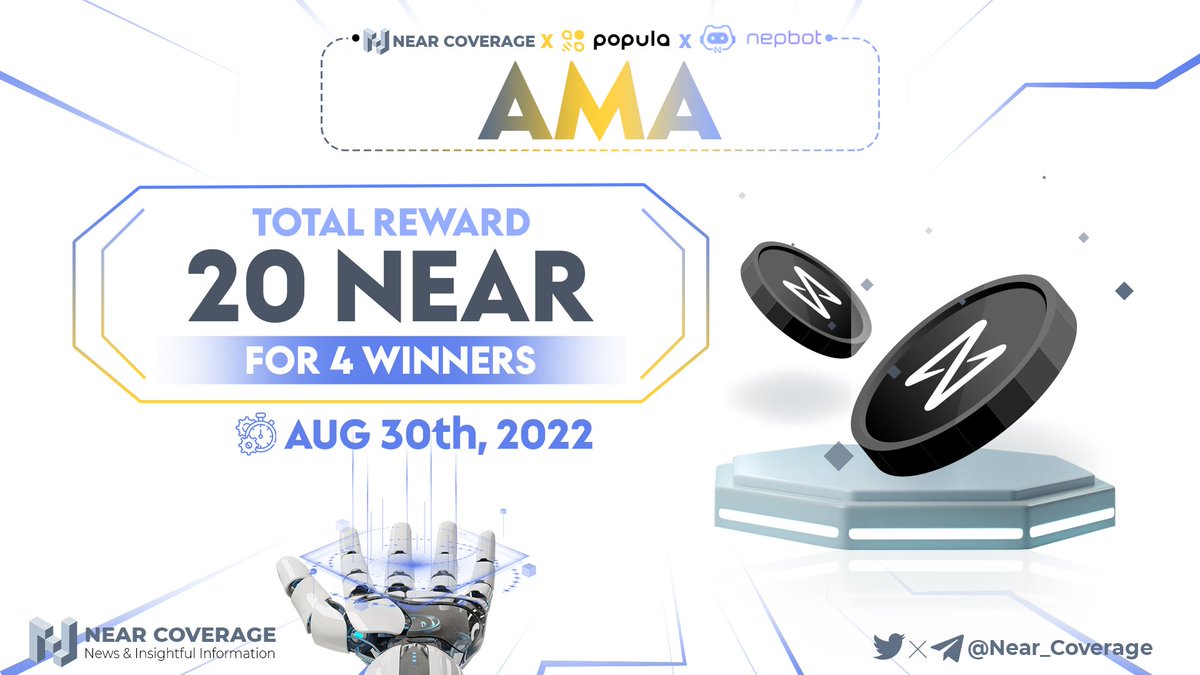 Near_Coverage's tweet photo. #AMA NEAR SPACE
NEAR COVERAGE X NEPBOT X POPULA
Incredible Web 3 applications in Near Ecosystem.
To join:
Like & RT
Follow @Near_Coverage, @beepopula, @nepbot4near.
Tag 1 friend
Ask anything here: https://t.co/eW1d0xGbkg
Twitter Space: https://t.co/Zk7KwtP9JK
#NEAR $NEAR https://t.co/Hz37RWt0Wt