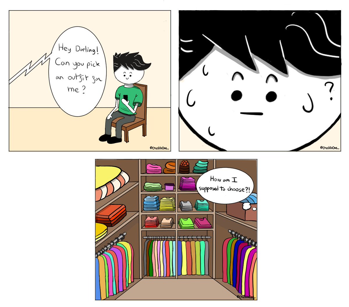 CrackToOns_'s tweet photo. I already got lost in her dressing... Twice !
#comics #comic #comistrip #illustration #webcomic #outfit #funny #comicstrip #webtoon #weekend #drawing #drawart #computerart #clothes #couple #couplegoals https://t.co/lb7v9gYCBE