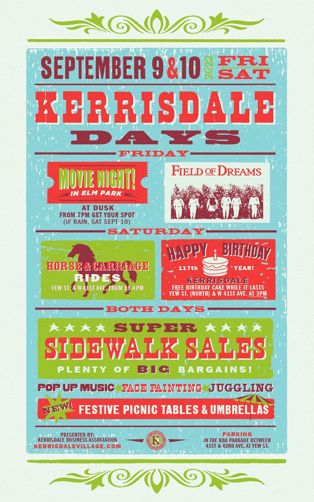 KerrisdaleKBA's tweet photo. Kerrisdale Days is September 9 & 10. ⚡️ Share this post!
#kerrisdaledays #kerrisdalebusinessassociation #kerrisdale #horsecarriagerides #birthdaycake #sidewalksales #event #kerrisdalevillage https://t.co/AOVVVtfAvU