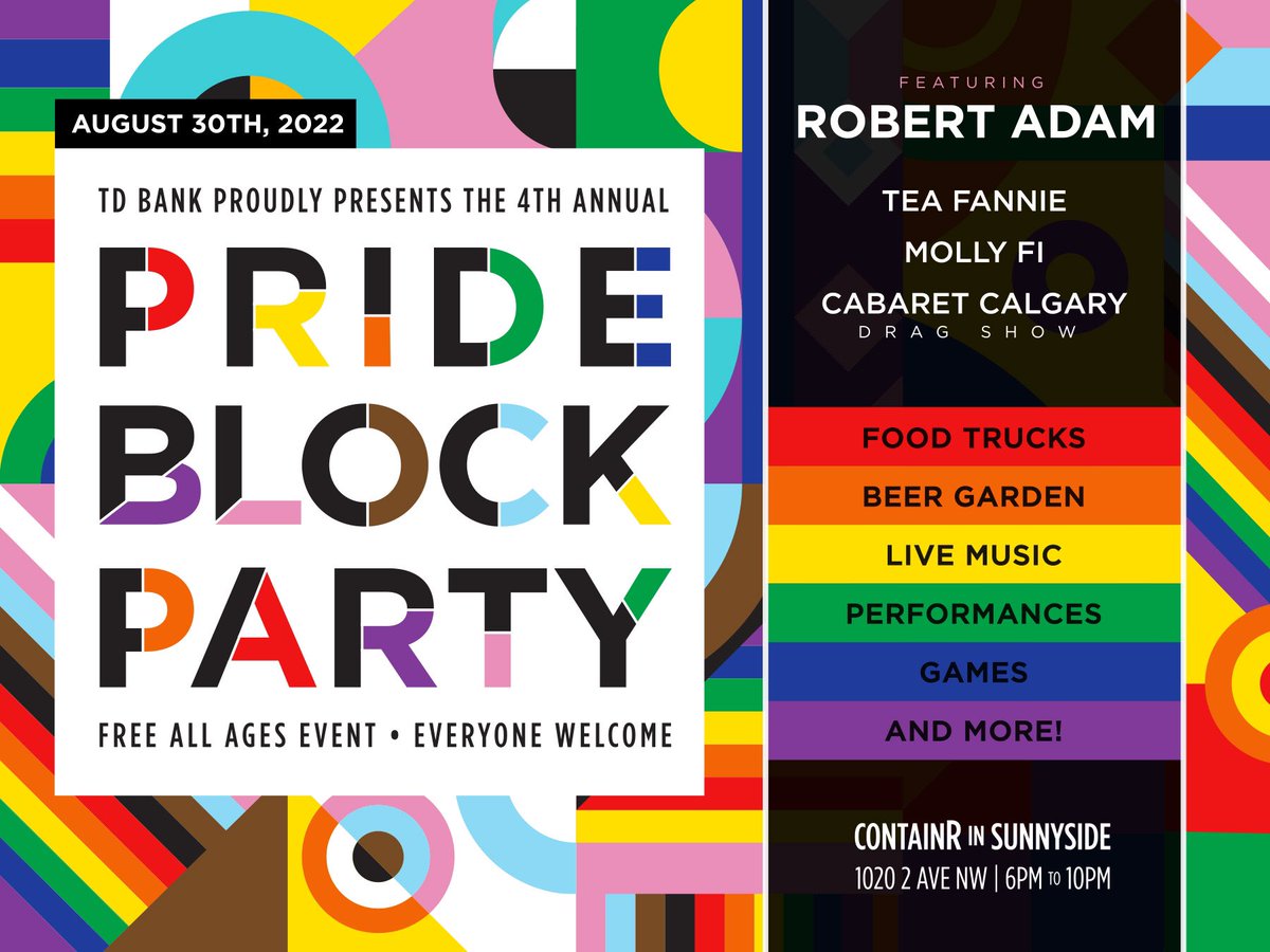 TD is proud to support <a href="/CalgaryPride/">Calgary Pride</a> and over 175 other 2SLGBTQ+ initiatives that help open doors to a more inclusive tomorrow. 

Join us next Tuesday as we celebrate #yycpride week with a FREE All-Ages #TDPrideBlockParty at <a href="/springboardyyc/">Springboard | containR</a> 
#yyc #yycevents