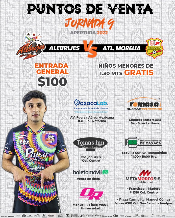 AlebrijesOaxaca's tweet photo. πβ οΈ| Ya puedes adquirir tus boletos para el duelo π @C_A_Morelia
ππππππ ππ πππππ
β
#Oaxacalab
β
@Romasacv
β
@oaxacarosaa
β
#Metamorfosispublicidad
β
#Tomasinnoax
β
@boletomovil
β
#TemploAlebrijeπ
#JuntosXLaT3rceraβοΈβοΈπ https://t.co/XsP2qcIh1l