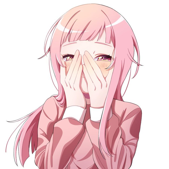 「covering face pink hair」 illustration images(Latest)
