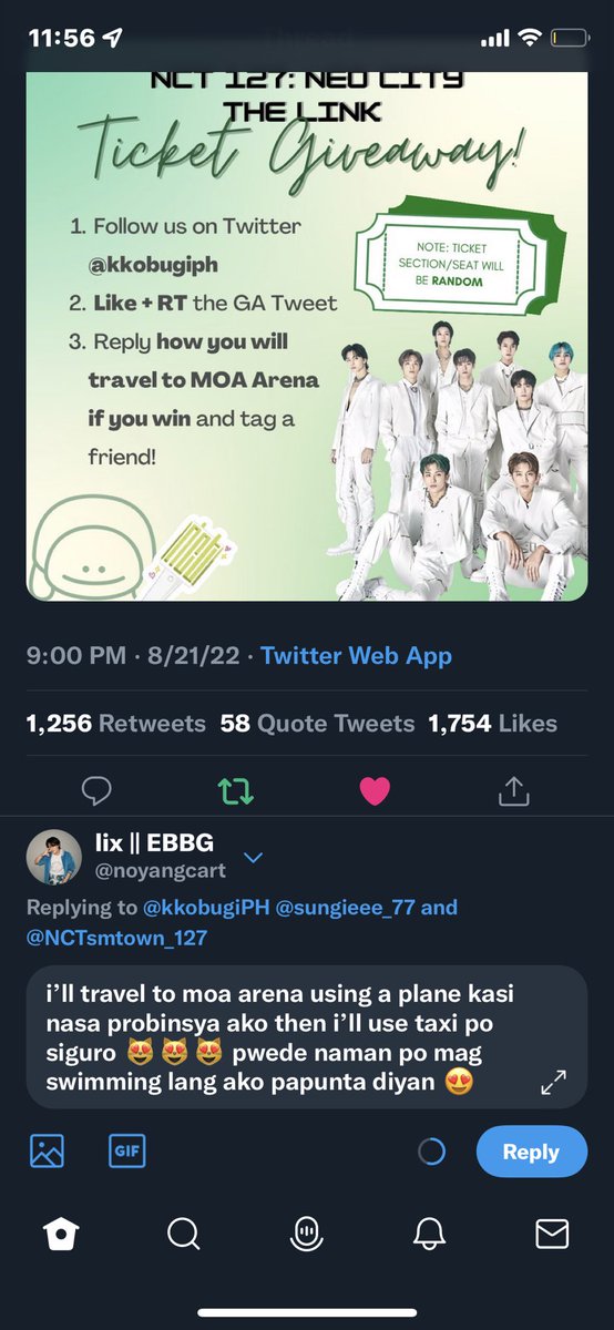 noyangcart's tweet photo. @kkobugiPH @sungieee_77 @NCTsmtown_127 i’ll travel to moa arena using a plane kasi nasa probinsya ako then i’ll use taxi po siguro 😻😻😻 pwede naman po mag swimming lang ako papunta diyan 😍 tnx sa ga gusto ko makita kaldag nila live 🤭 https://t.co/shPfzIPJbL