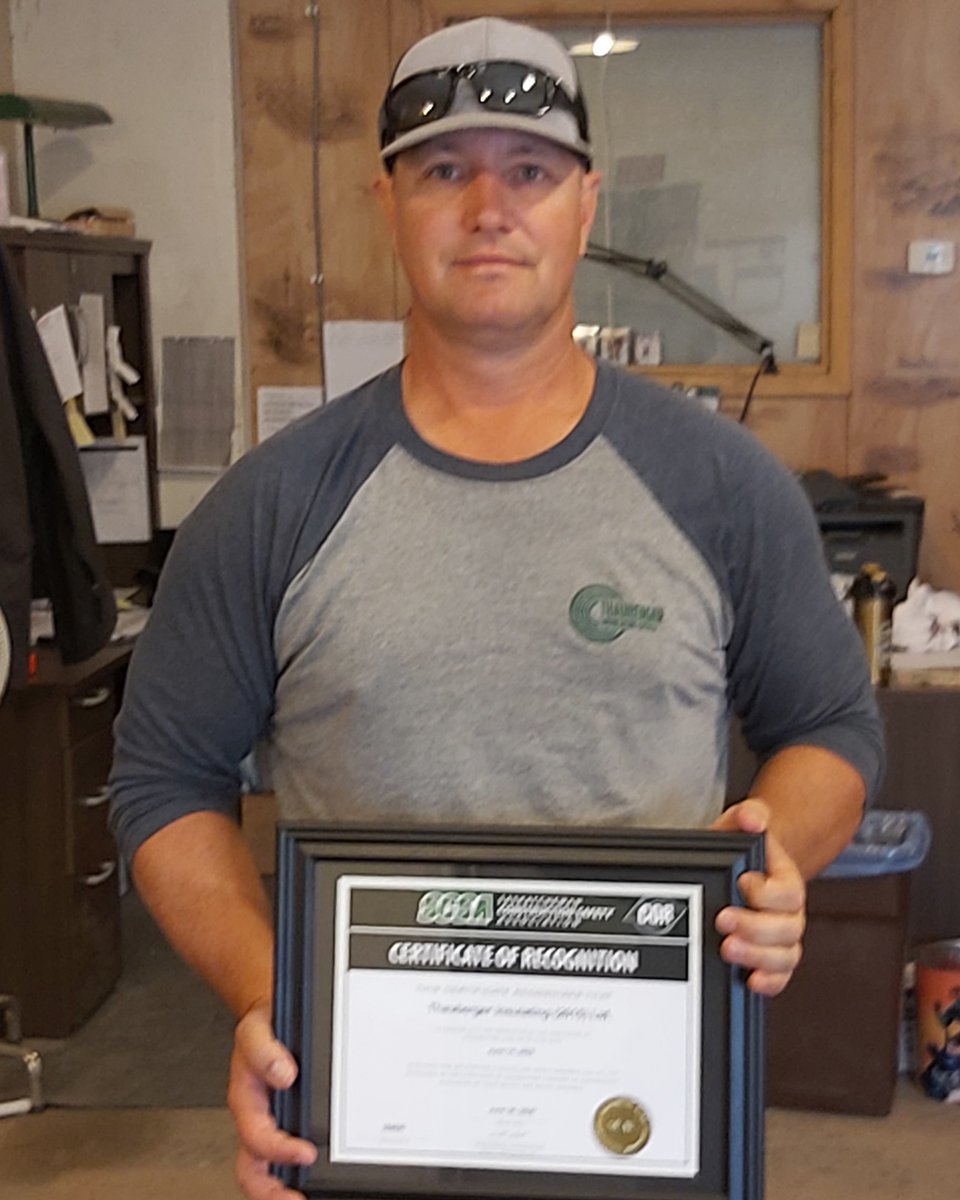 SCSAonline's tweet photo. Certificates everywhere. Troy at Thauberger Insulation in Regina is showing off his #CORValues as the latest addition to COR® certified companies. Thanks for your commitment to safety and #SafetyLeadership. https://t.co/tBe233OnAl