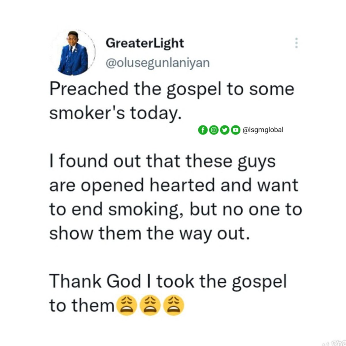 lsgmglobal's tweet photo. Soul winners are wise 🔥
@lsgmglobal
#lsgmglobal #soulwinning #evangelism #preachthegospel #spreadtheword #winasoultoday #lifestyle #believer #gospel #lsgm https://t.co/16gR2qAb7U