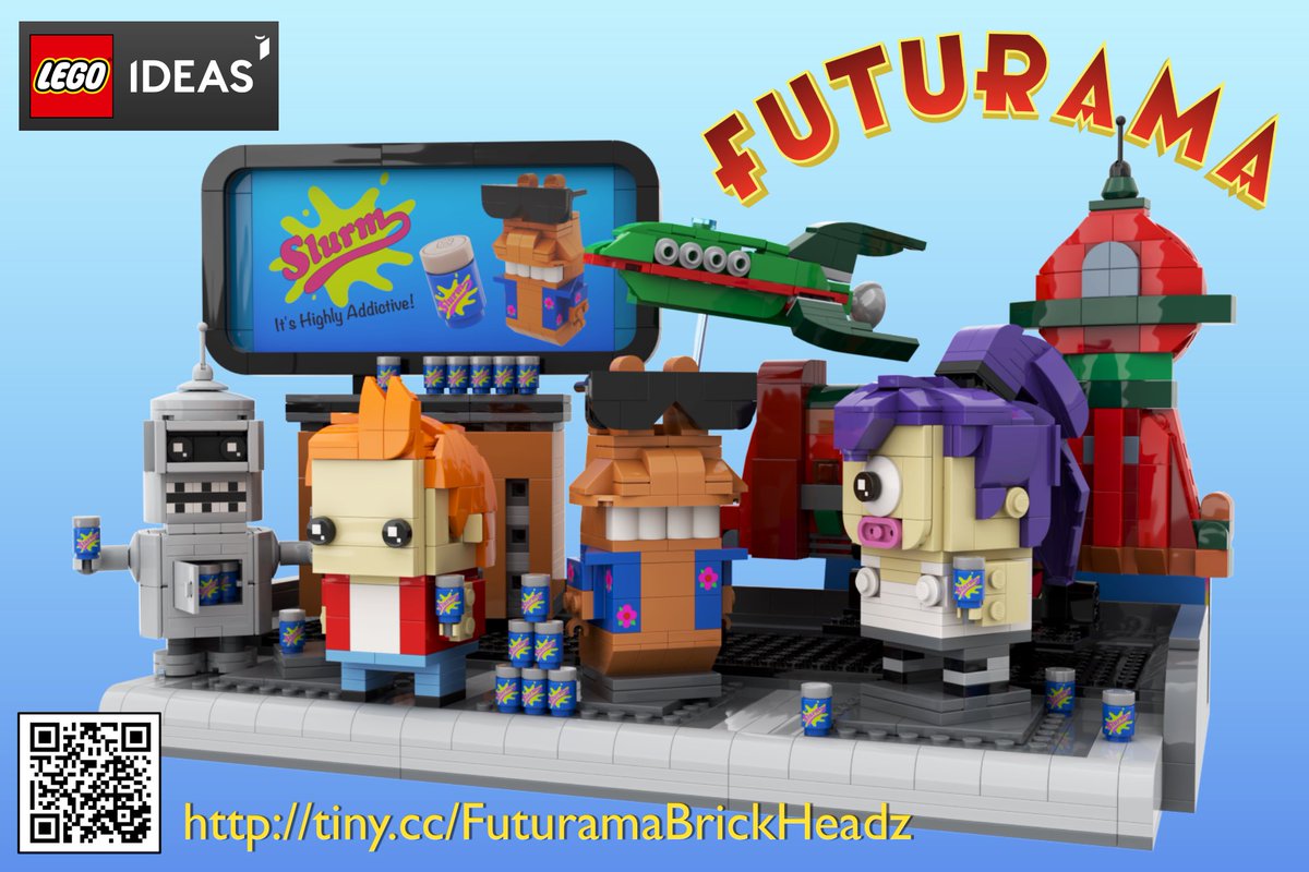 Slurms MacKenzie in da house!

The Original Party Worm came over with an ample supply of Slurm™ (It’s Highly Addictive!) to celebrate 800 supporters with the crew!

Go to tiny.cc/FuturamaBrickH… and vote to join the party! 

#LEGO #LegoIdeas #Futurama #BrickHeadz #Slurm