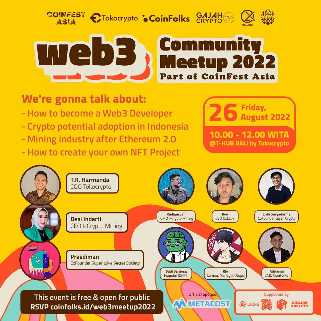 metacostglobal's tweet photo. Metacost is proud to be one of the sponsors of the upcoming Community Meetup 2022 in Asia ☕️

Such events like this one give us exposure and the opportunity to spread the world about our Digital University 🏫

#metacost #Metaverse #NFT #BNB #web3 #Crypto https://t.co/ifLPoF8sc8