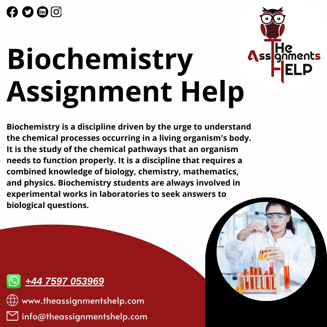 tasignmentshelp's tweet image. Be confident! Because you choose our Biochemistry Assignment Help.
Order your task Now:
#biochemistry #biochemistryassignmenthelp #biochemistryhomeworkhelp #biologyassignmenthelp #onlinebiochemistryassignmenthelp #assignmenthelp #onlineassignmenthelp #theassignmentshelp