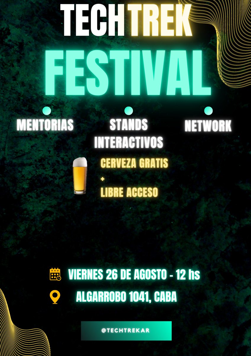 julianjneuss's tweet photo. No se pierdan el @techtrekAR festival este viernes 12hs!

- Mentores
- Networking
- Stand interactivos
- Pinta gratis (@pintatoken)

Para que les envíen un PNT (Pinta Token) intercambiable por una birra necesitan adquirir la entrada en Fanz

👇👇
https://t.co/OqXioxCTYl https://t.co/qN6rbyKlkS