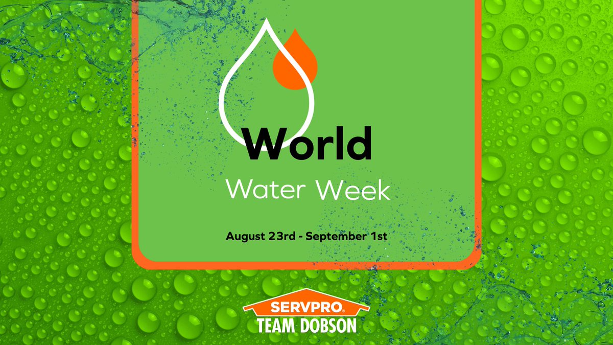 servproant's tweet image. Today is the first day of World Water Week, and of course the Water Pros are here to celebrate!

Did you know...

1. Water leaves your stomach five minutes after drinking it
2. A leaky tap wastes more than 2,985 gallons/year
3. You can live only one week w/out water

#servpro