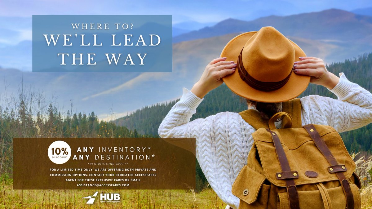 HubFares's tweet photo. Don't miss out on our low fares, any destination! Reach out to your designated agent or email assistance@accessfares.com today!

#travel https://t.co/lEZnu2ziRk