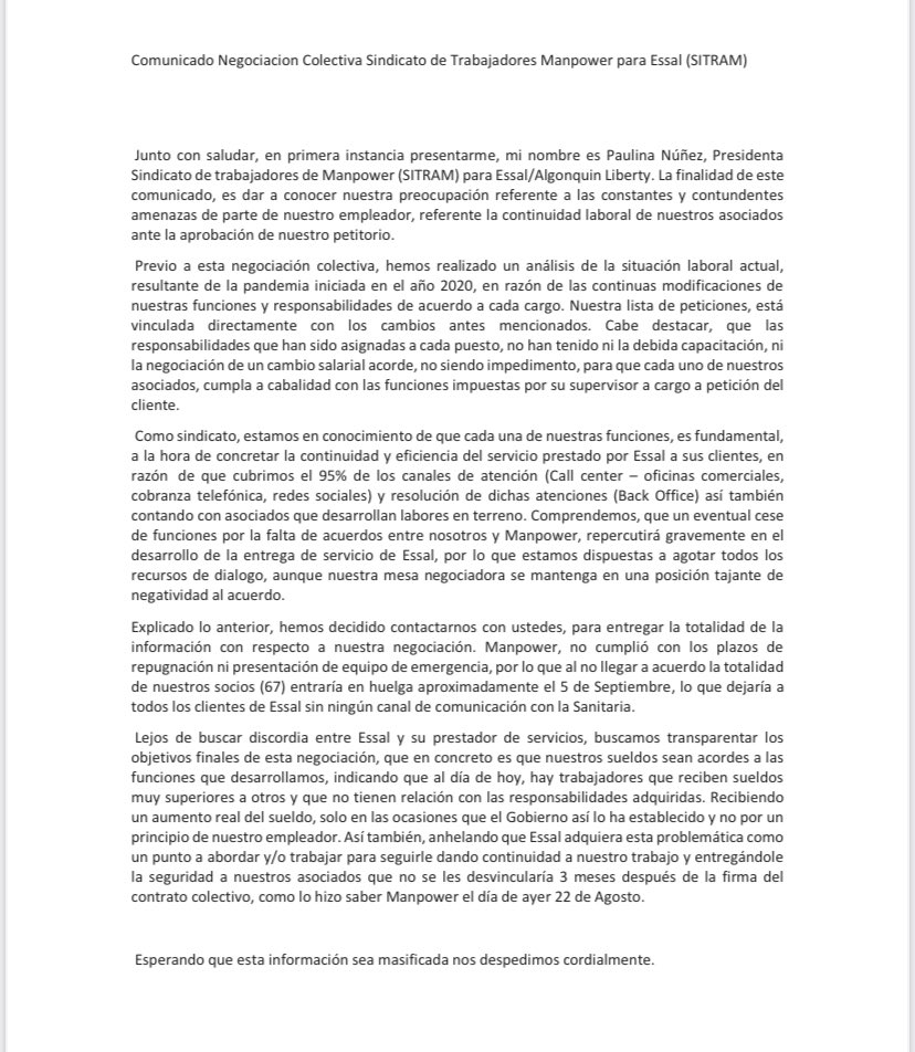 SindicatoSitram's tweet photo. Seguimos firmes en nuestra lucha por una mejor calidad de trabajo y un sueldo digno !!!!  💪🏻                    @Essal_Ayuda @algonquinliberty @ManpowerGroupCL @biobio @denunciaspmontt @ManpowerGroup @Essal_Ayuda @33_segundos https://t.co/IKsixVHO88