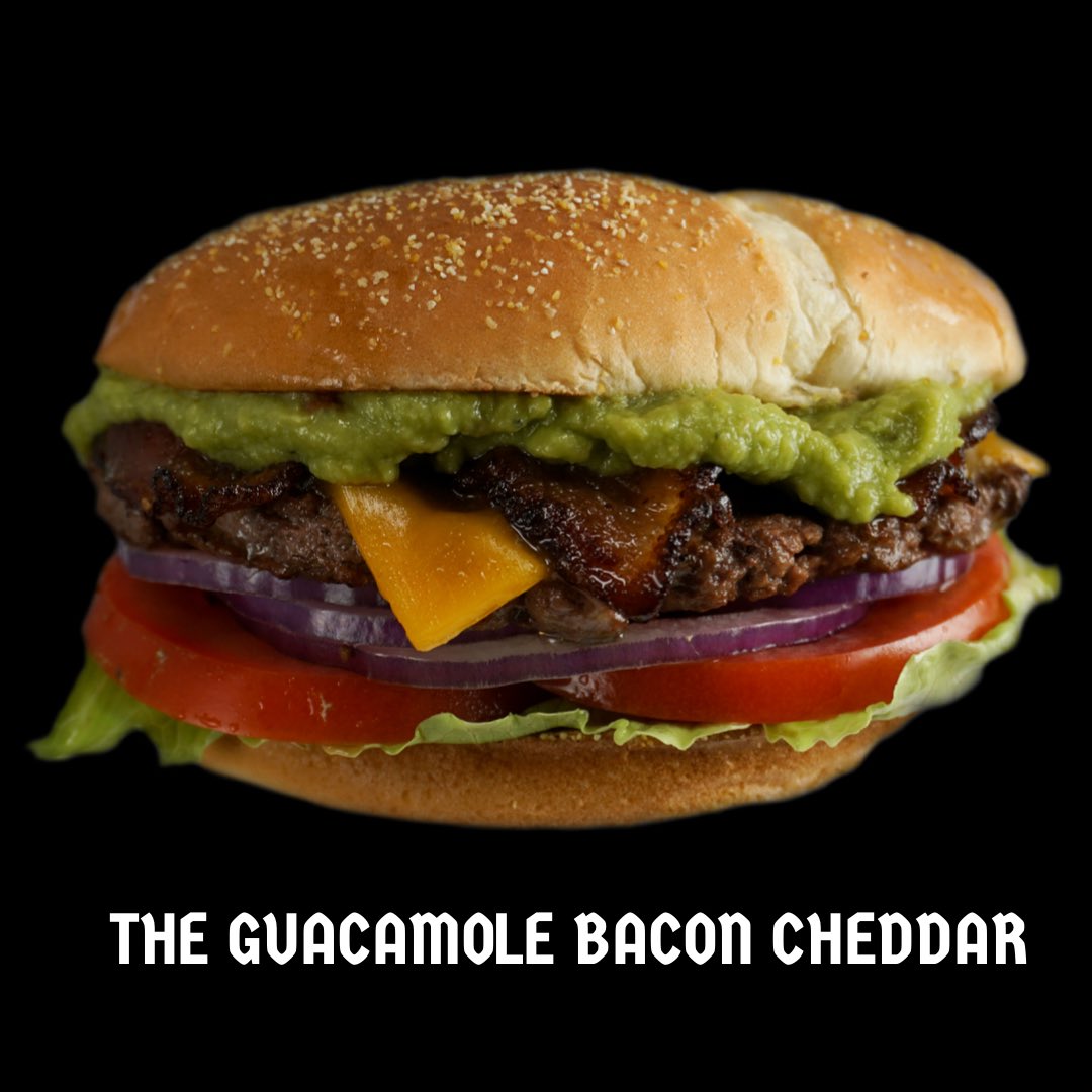 BurgerHouseEug's tweet photo. Feelin fresh this summer?? The Guacamole Bacon Cheddar is your burger 🍔! A generous serving of guacamole spread 🥑 lettuce 🥬 tomato 🍅 red onion 🧅 cheddar cheese 🧀 and bacon 🥓 served on a 1/4 lb beef patty 🐄. https://t.co/XTLL4nIwEp