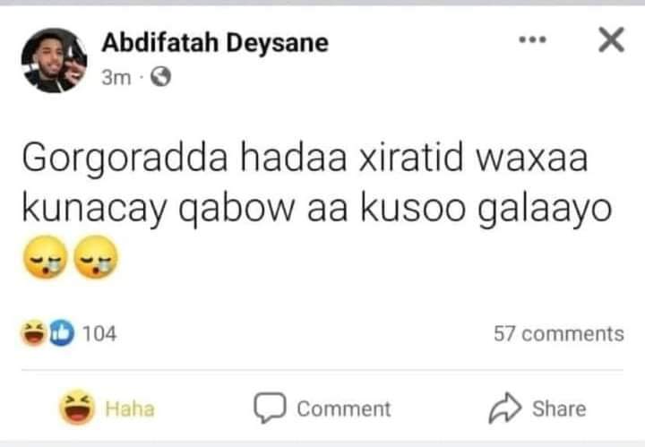 War yaa kalo tijaabiyey